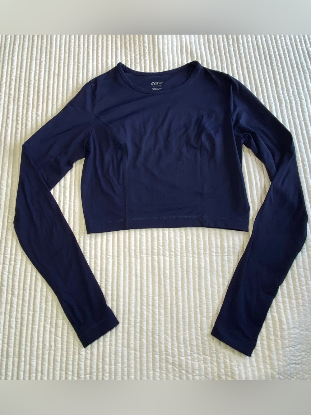 aerie Navy Long-Sleeve Crop Top - Slim Fit